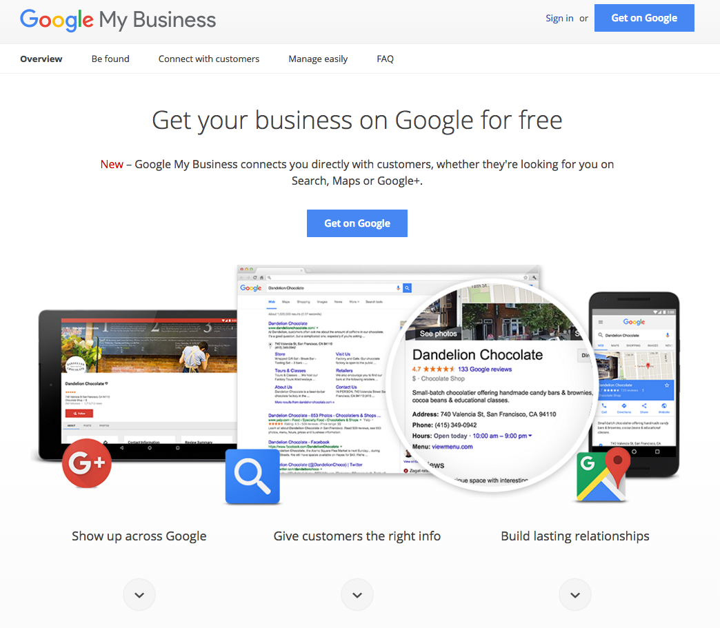 Google my business page