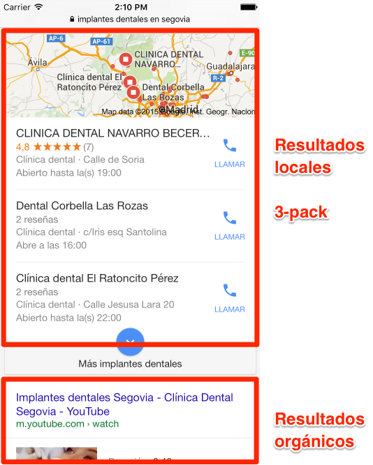 resultados locales google